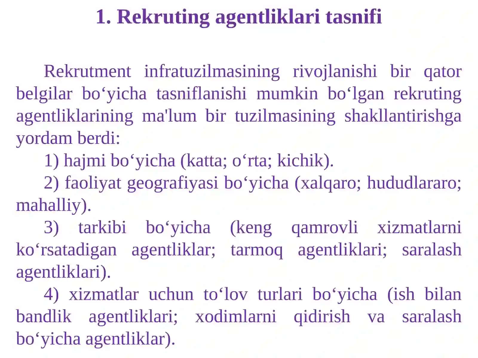 REKRUTING KOMPANIYALARNING TURLARI 2