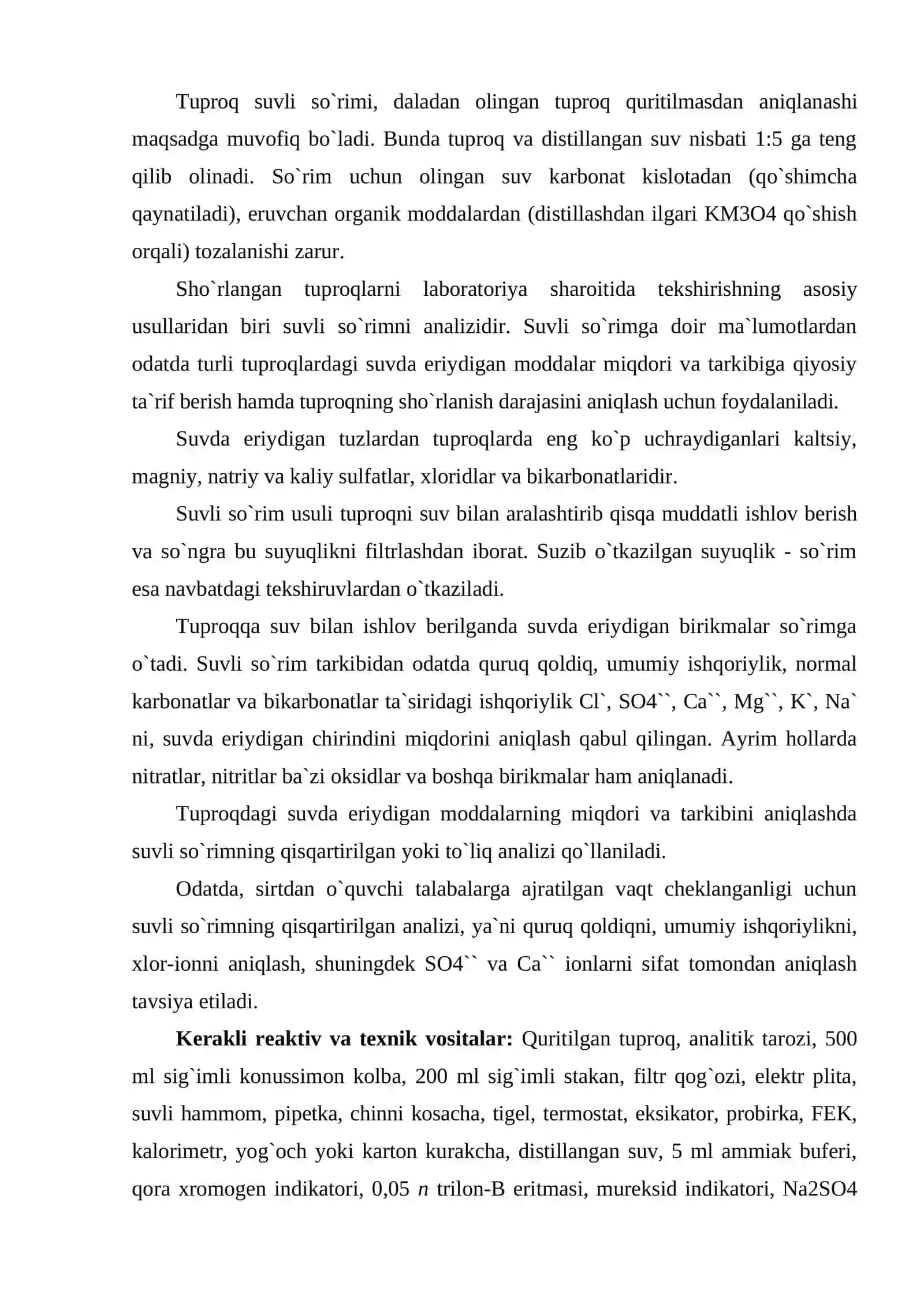 Suvli so`rim analizi 2