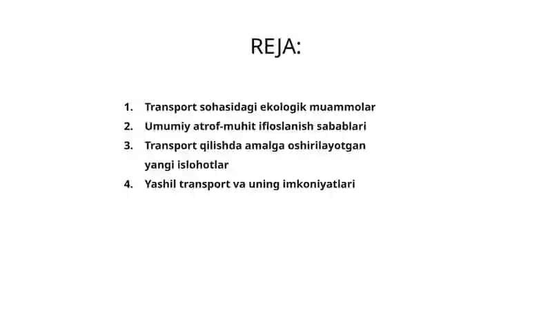 Transport sohasidagi ekologik muammolar 2