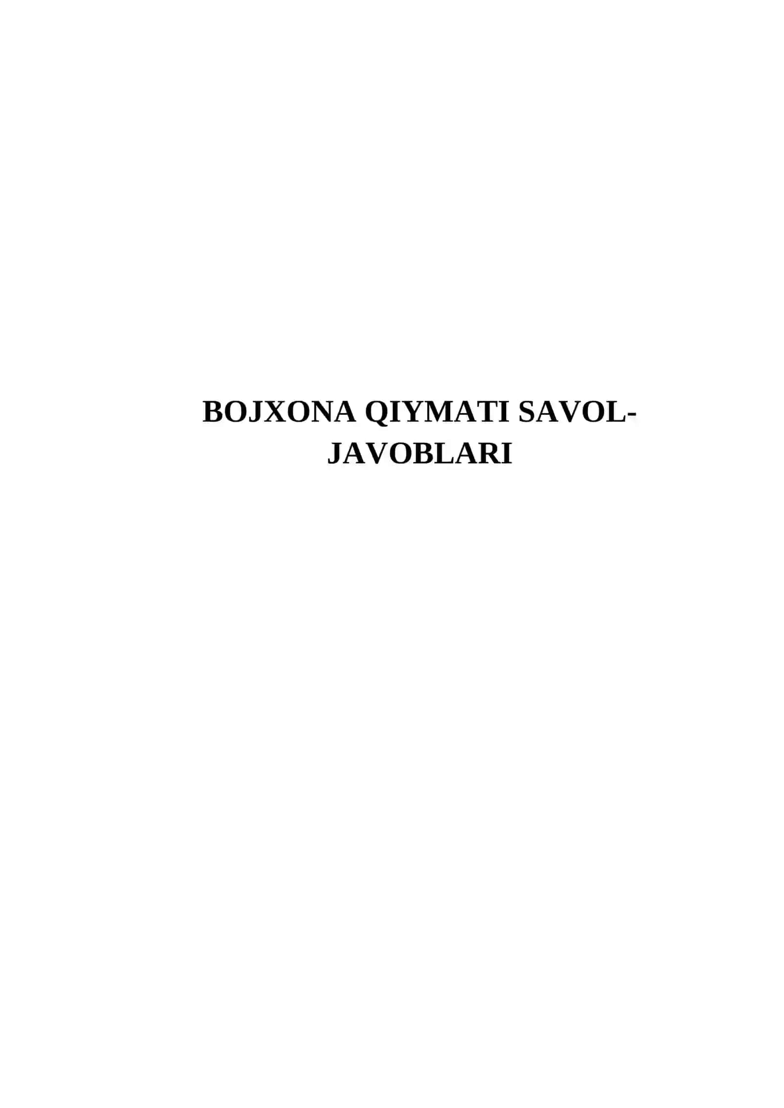Bojxona Qiymati Savol-Javoblari 2