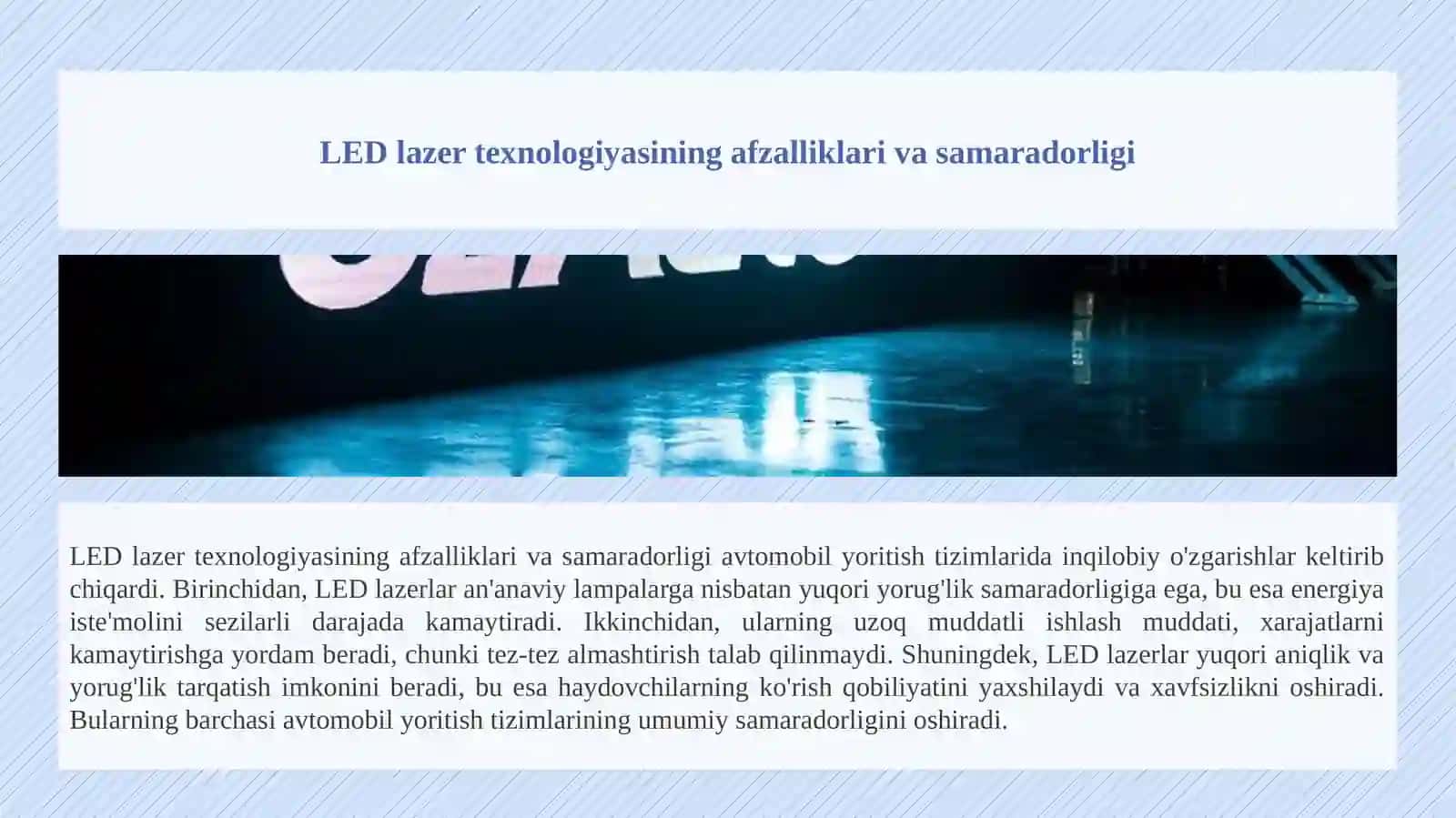 Avtomobil yoritish tizimlari LED lazeri haqida 2
