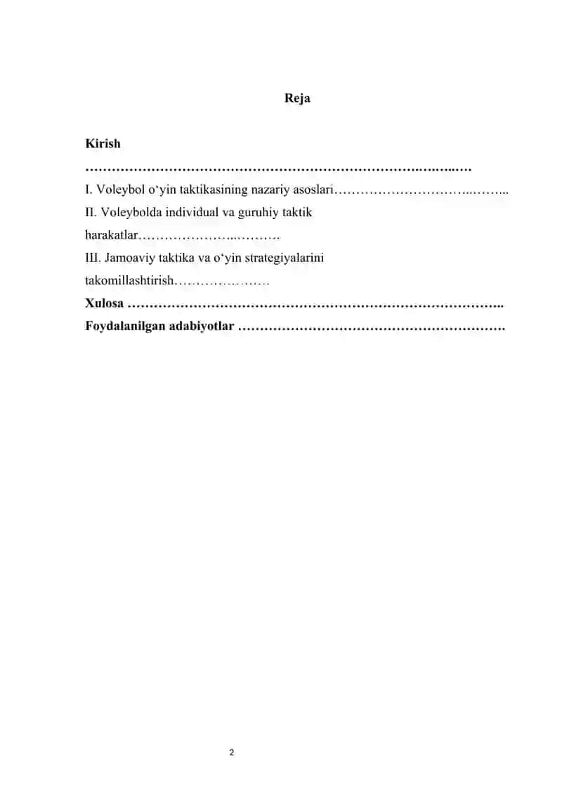 : Voleybol o‘yin taktikasi 2