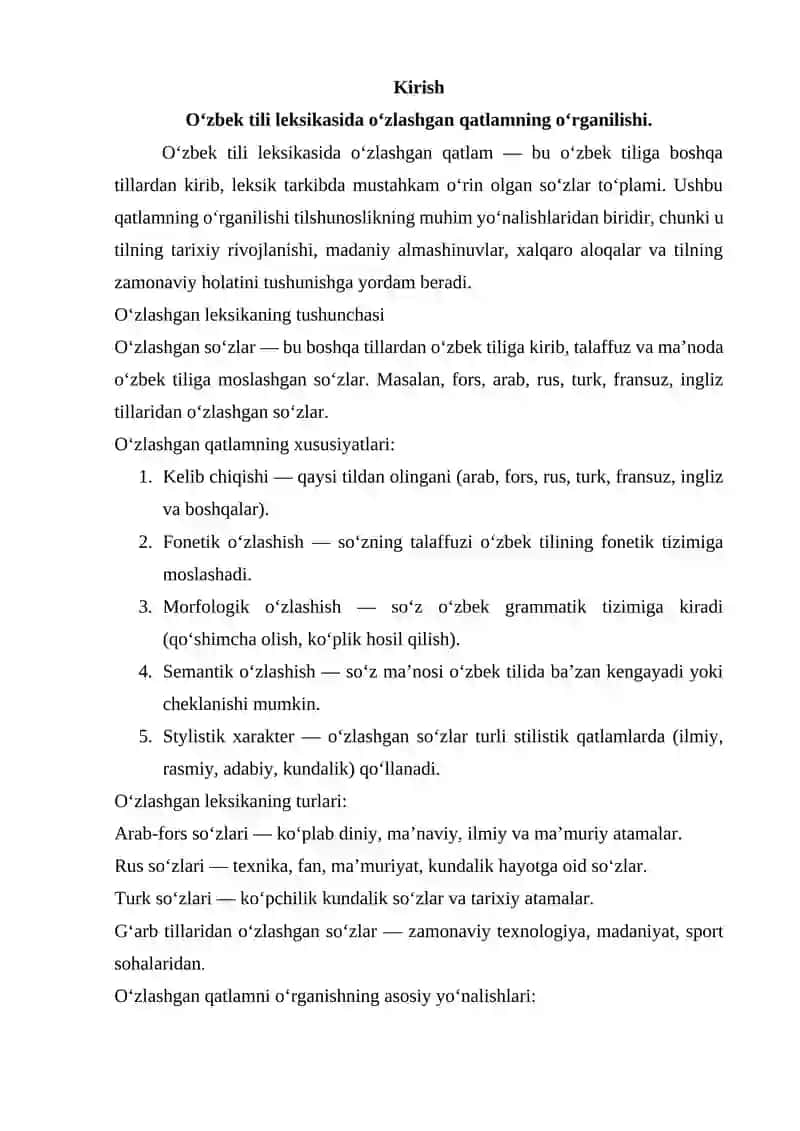 O‘zbek tili leksikasida o‘zlashgan qatlamning o‘rganilishi 2