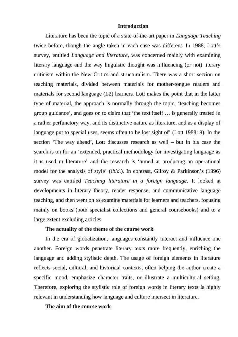Stylistic Role of Foreign Words in Literary Texts 2