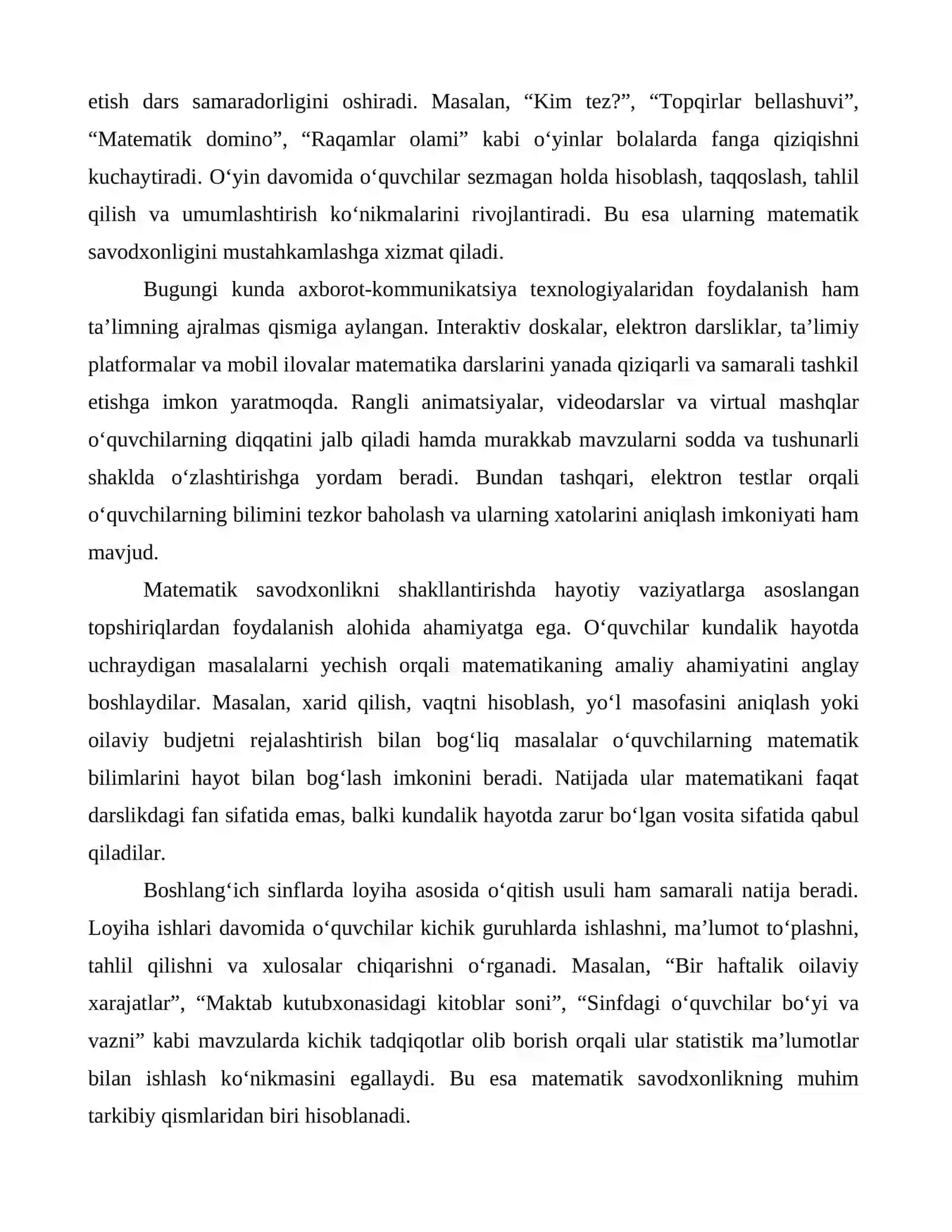 Matematik Savodxonlikni Rivojlantirishning Usullari 2