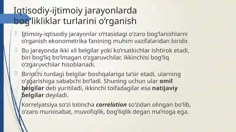 Juft korrelyatsion tahlil 2