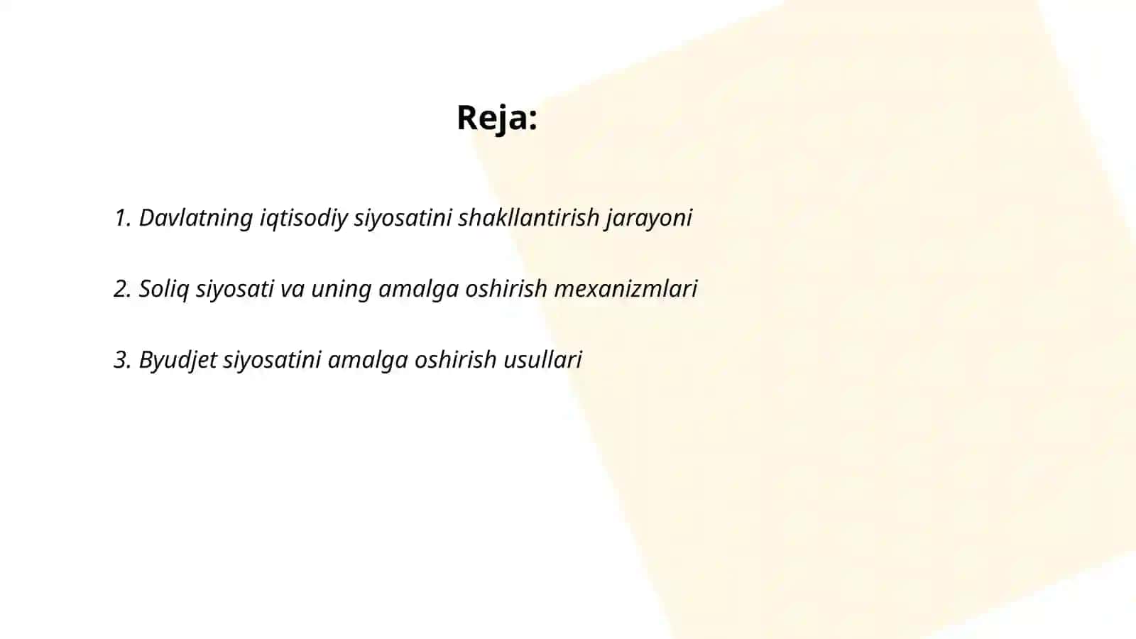 Davlatning iqtisodiy siyosatini amalga oshirish mexanizmi 2