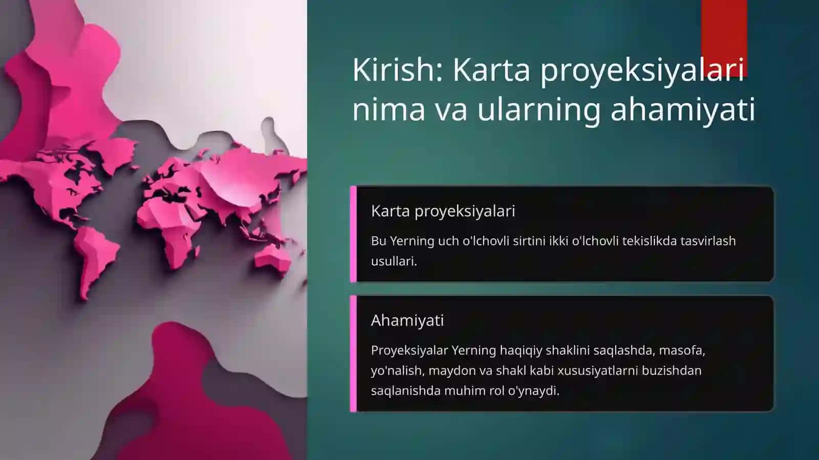 Dunyo kartalarini tuzishda silindrik va psevdosilindrik proyeksiyalar 2