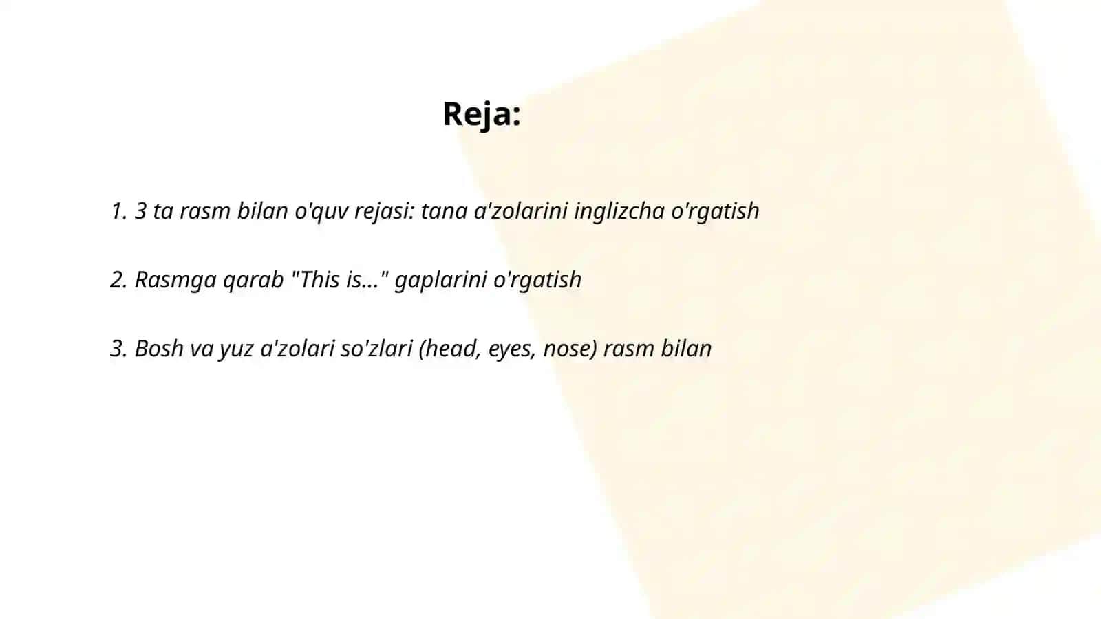 Bolalarga tana a'zolarini ingliz tilida o'rgatish 2