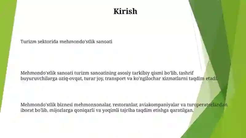 Turizmda Mehmondo'Stlik Industriyasi 2