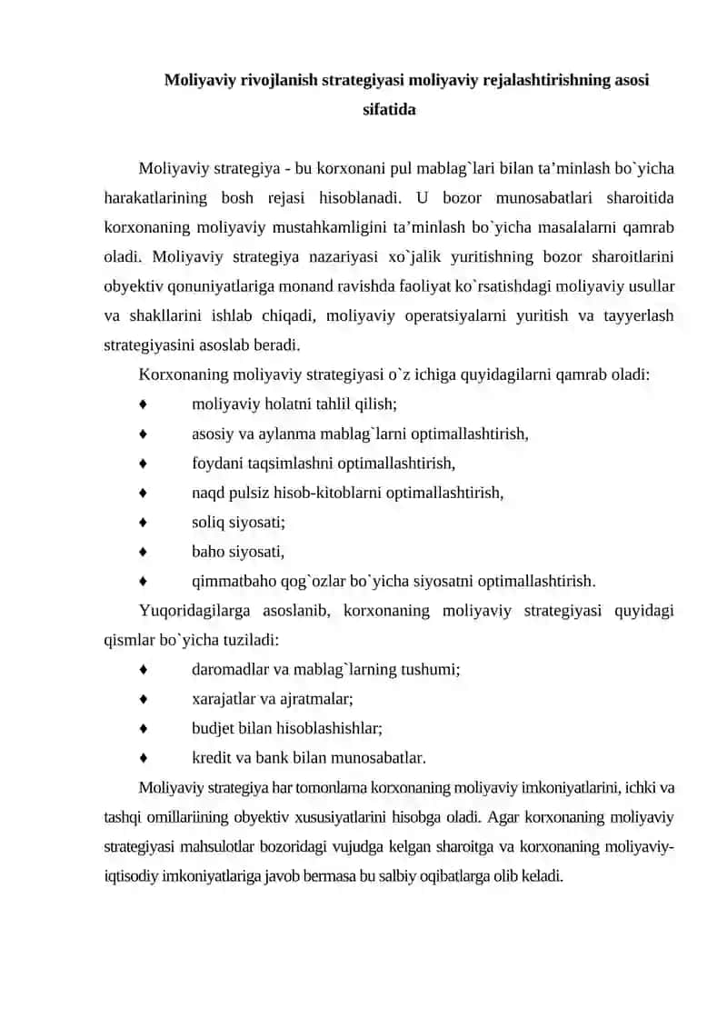 Korxonalarda moliyaviy rejalashtirish va budjetlashtirish 2