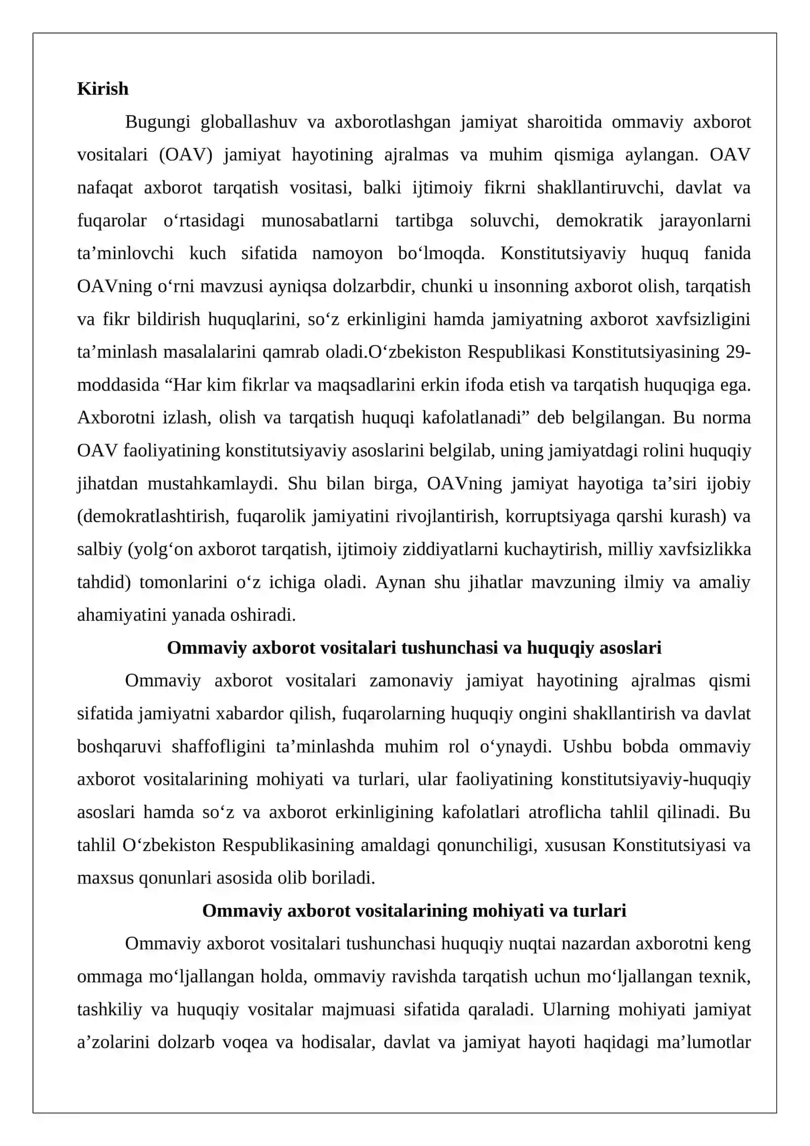 Jamiyat hayotida ommaviy axborot vositalarining o‘rni 2