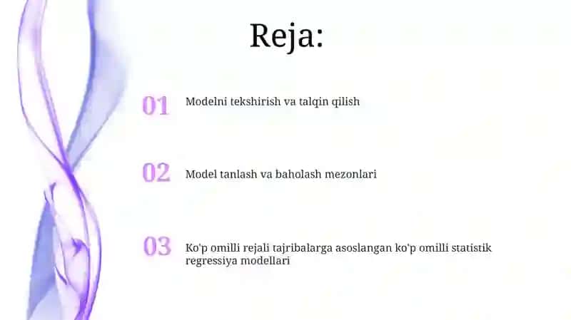 Ko'p Omilli Statistik Rejessiya Modellari 2