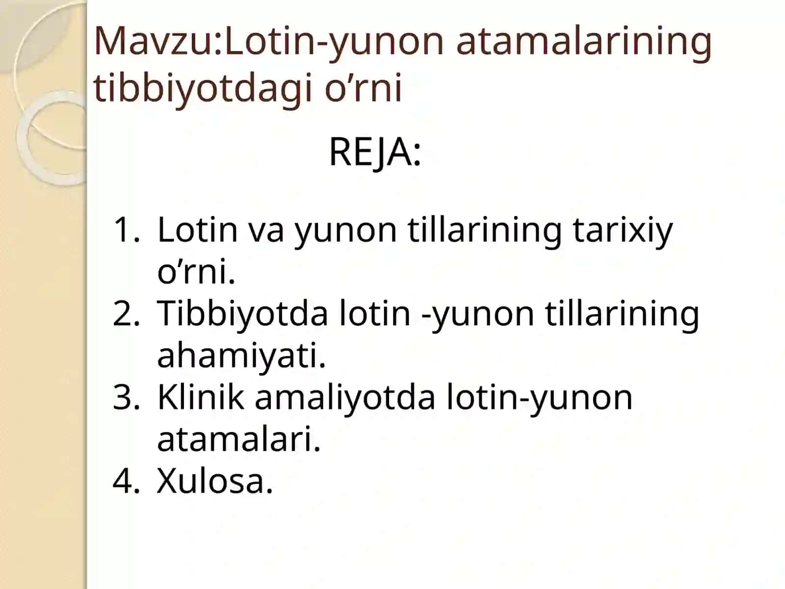 Lotin-yunon atamalarining tibbiyotdagi o‘rni 2