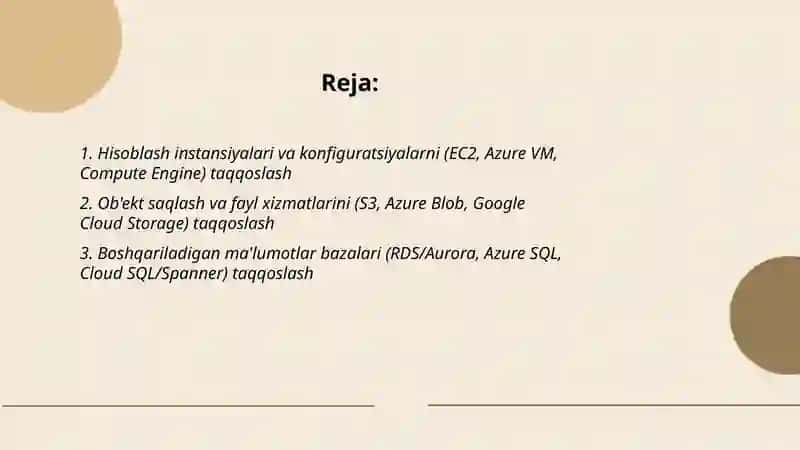AWS, Azure, GCP provayderlarini taqqoslash 2