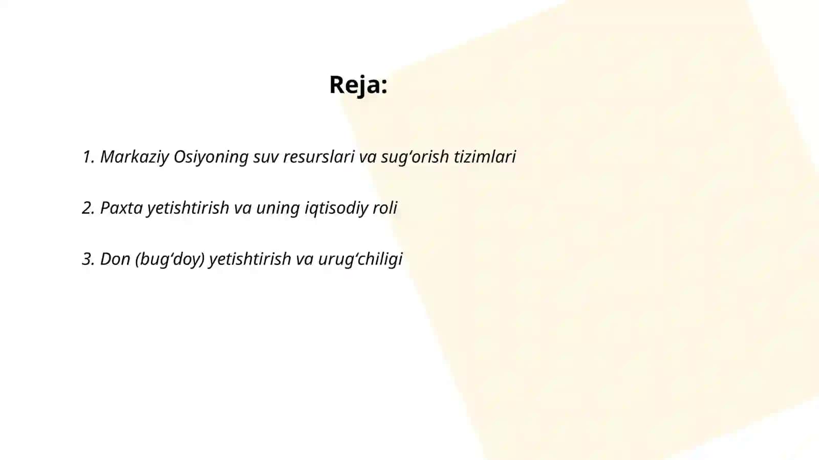 Markaziy Osiyoning qishloq xoʻjaligi 2