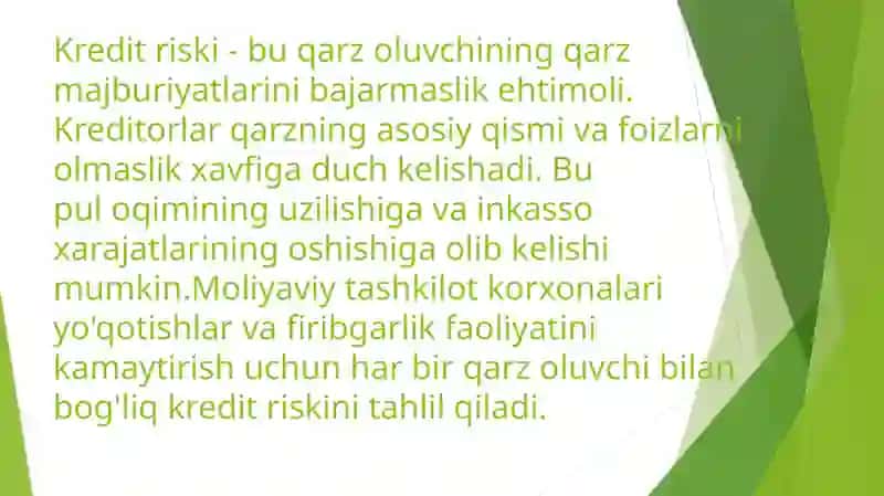 Kredit berishdagi risklar va ularni boshqarish 2
