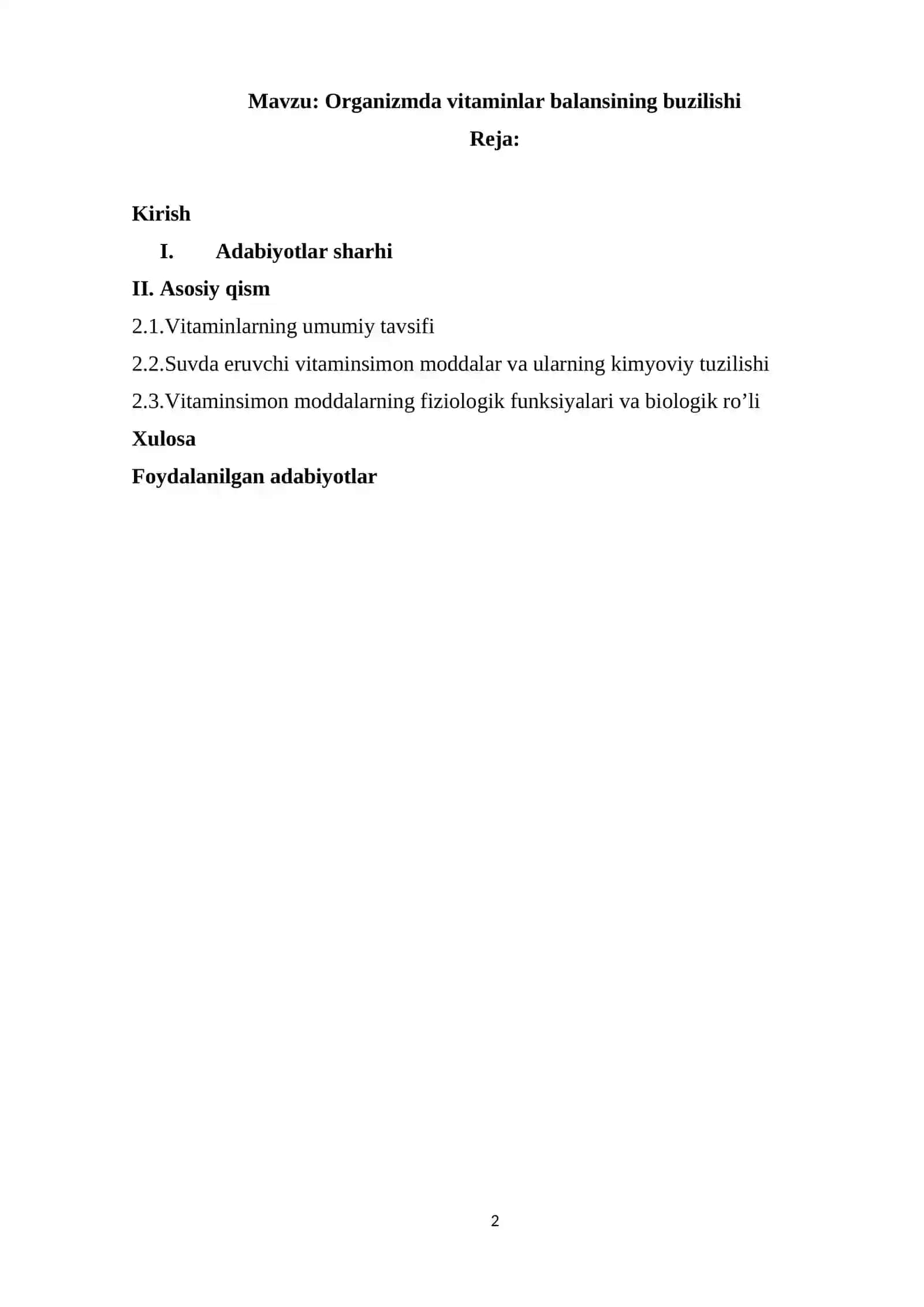 Organizmda vitaminlar balansining buzilishi 2