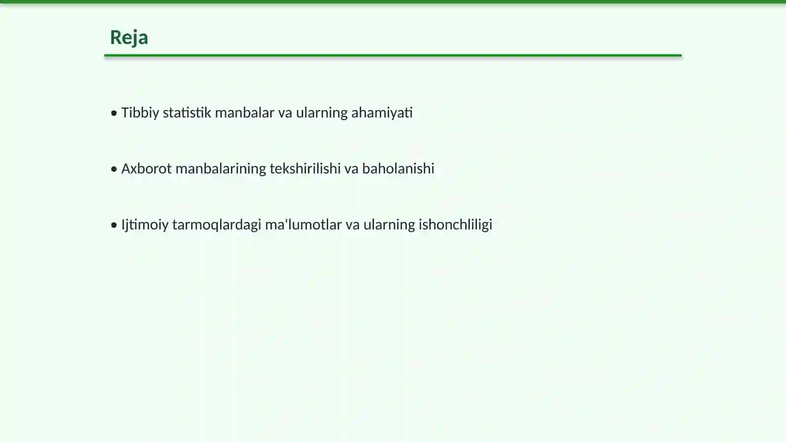 Tibbiy statistik manbalar va ularning ahamiyati 2