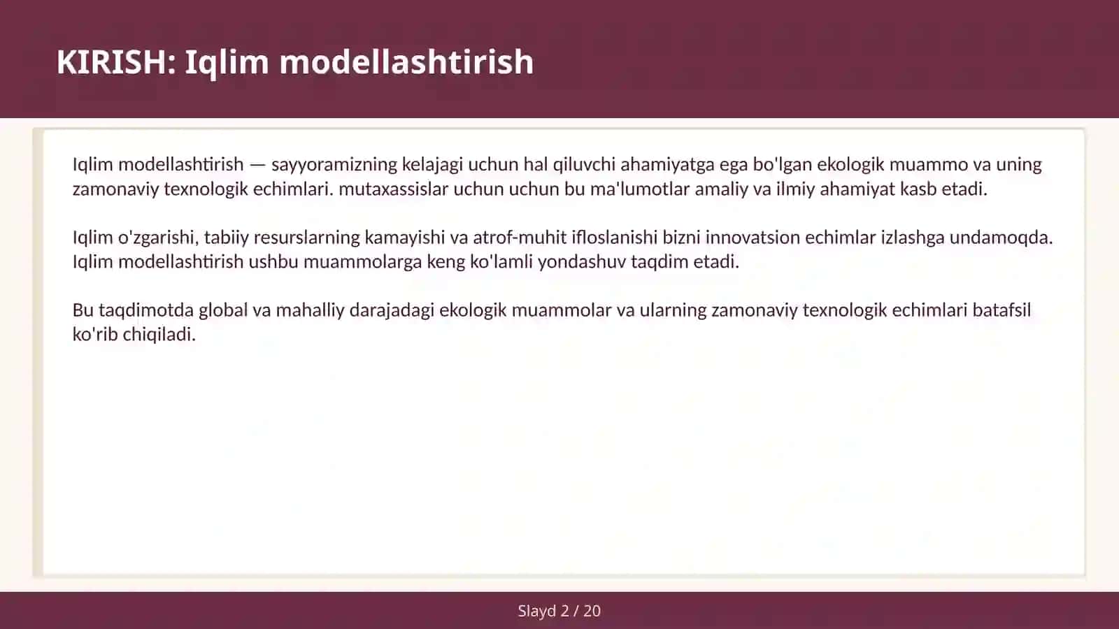 Iqlim modellashtirish 2