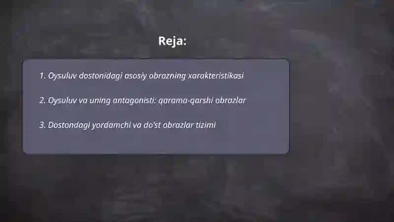 Oysuluv dostoni obrazlar tizimi 2