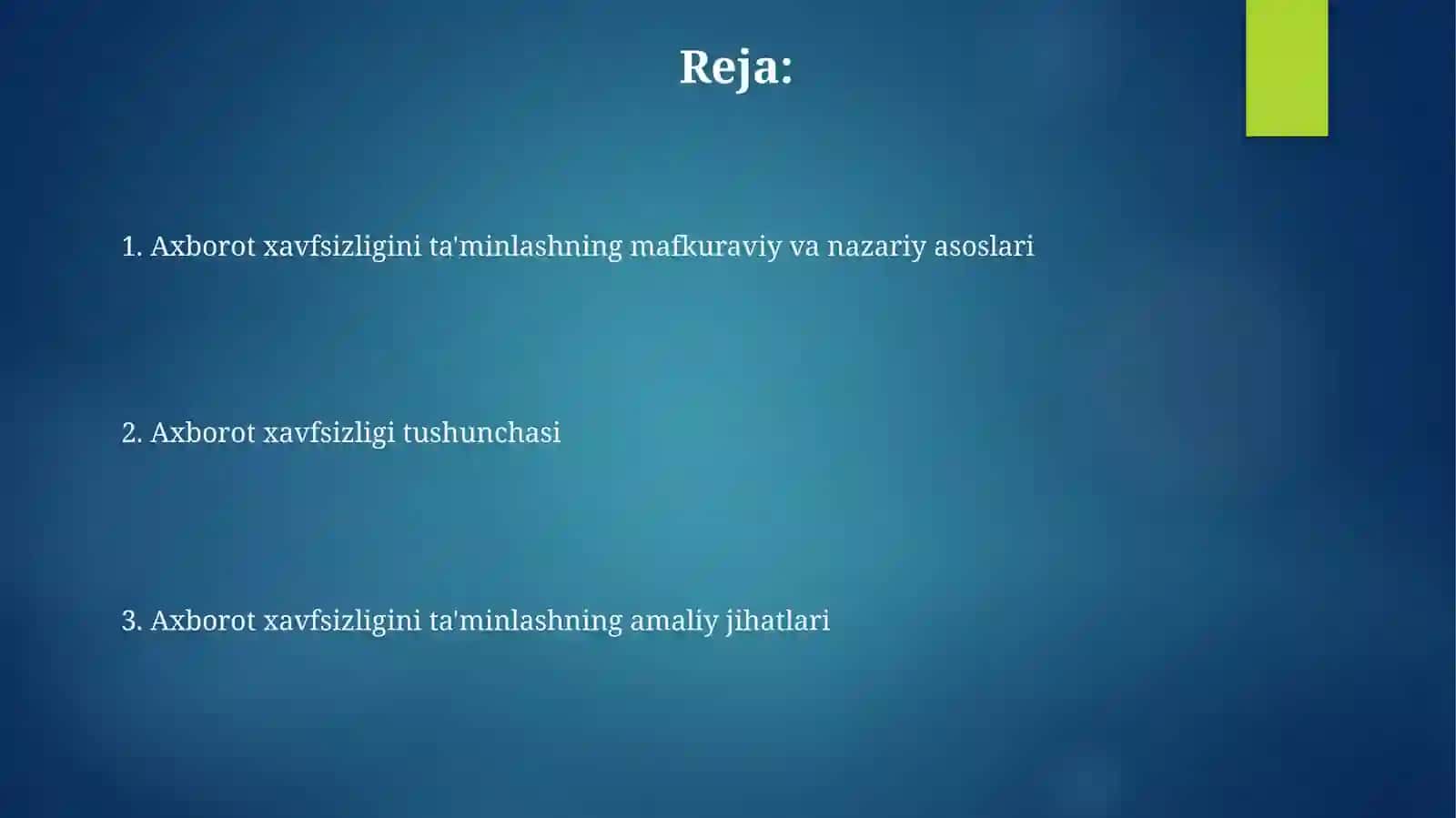 Axborot xavfsizligini ta'minlashning nazariy asoslari 2