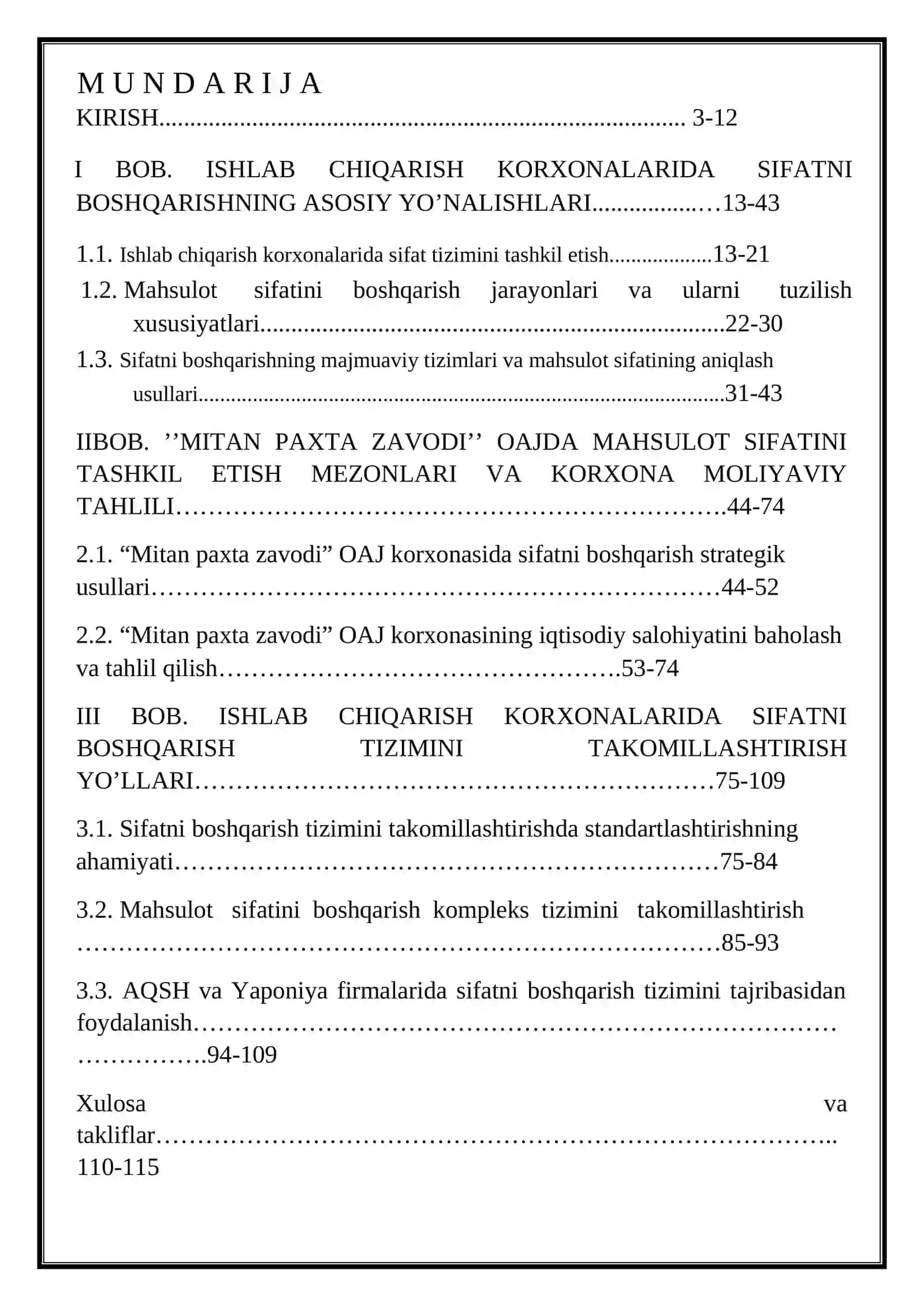 Ishlab chiqarish korxonalarida sifatni boshqarish tizimini takomillashtirish 2