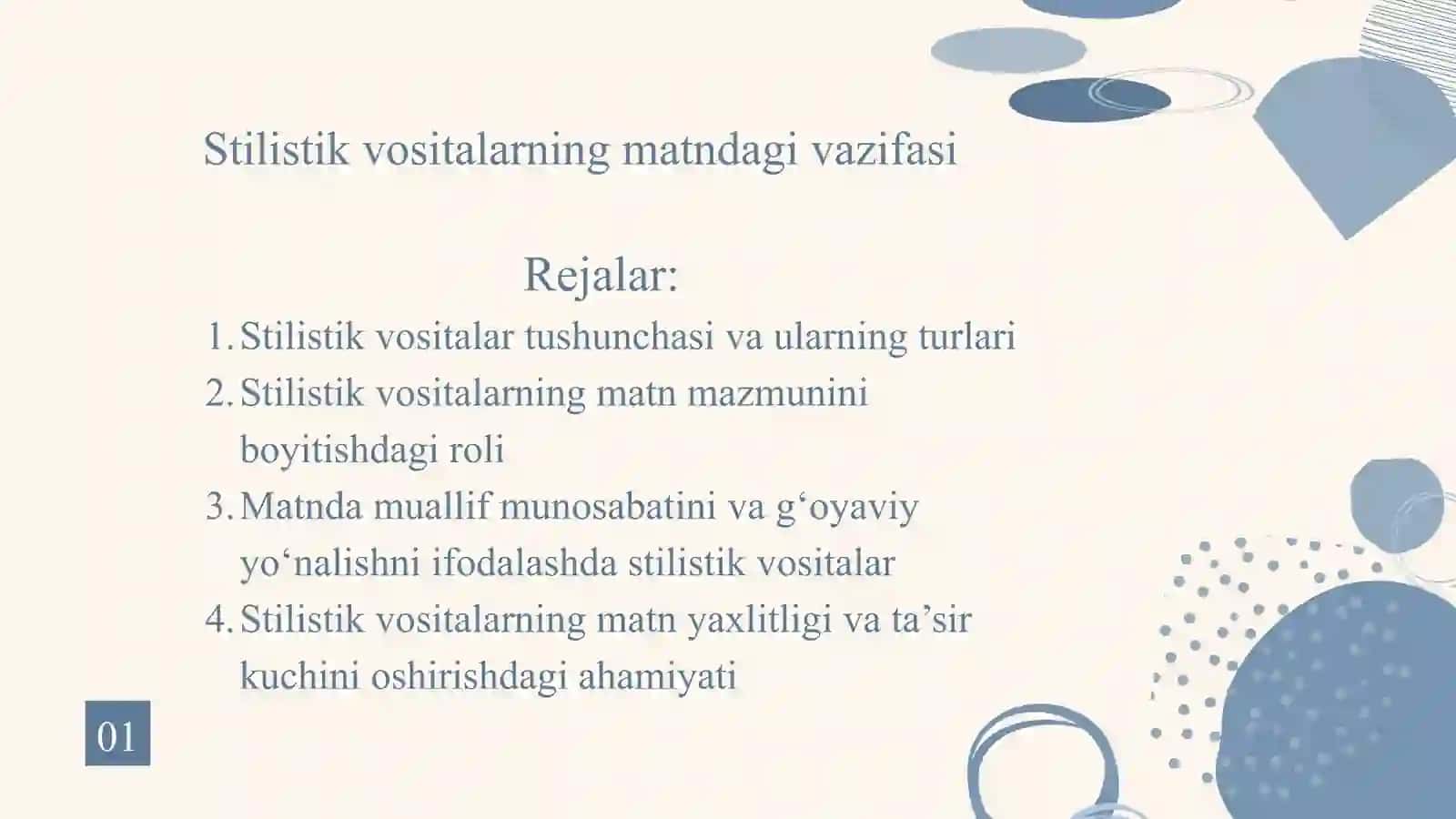 Stilistik vositalarning matndagi vazifasi 2