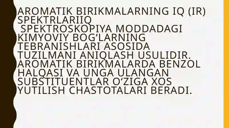 Aromatikbirikmalarning IQ spektrlari 2