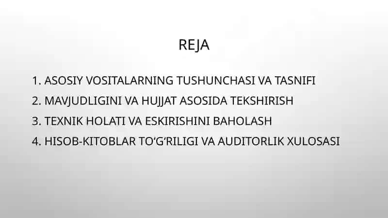Asosiy vositalar auditi 2