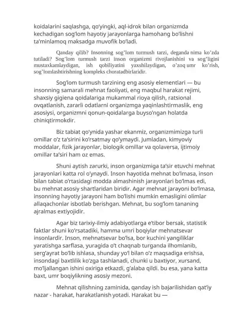 Organizmning chiniqtirish jarayonlari 2