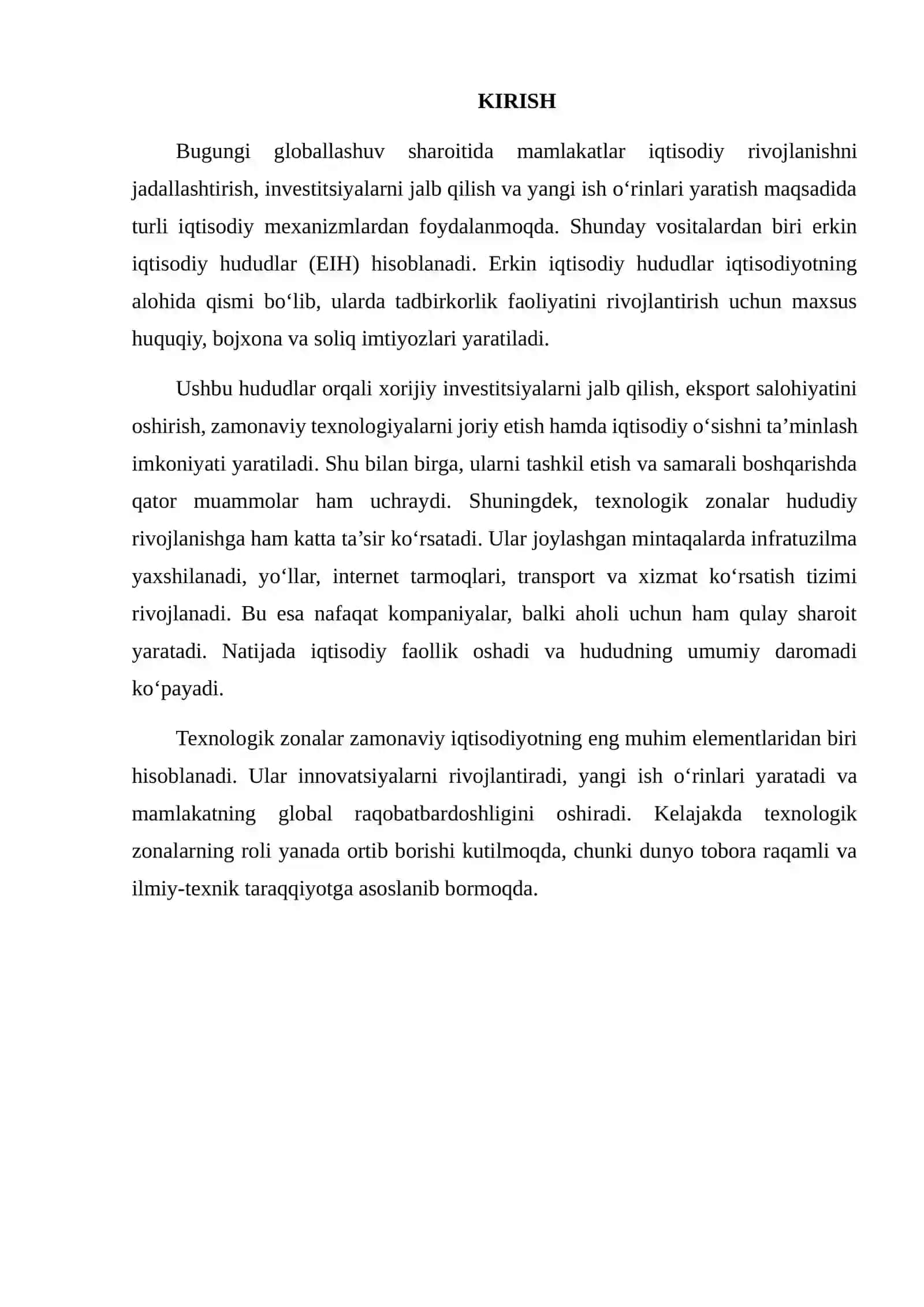 Erkin iqtisodiy hududlari va ularni tashkil etish muammolarini tahlil qilish 2