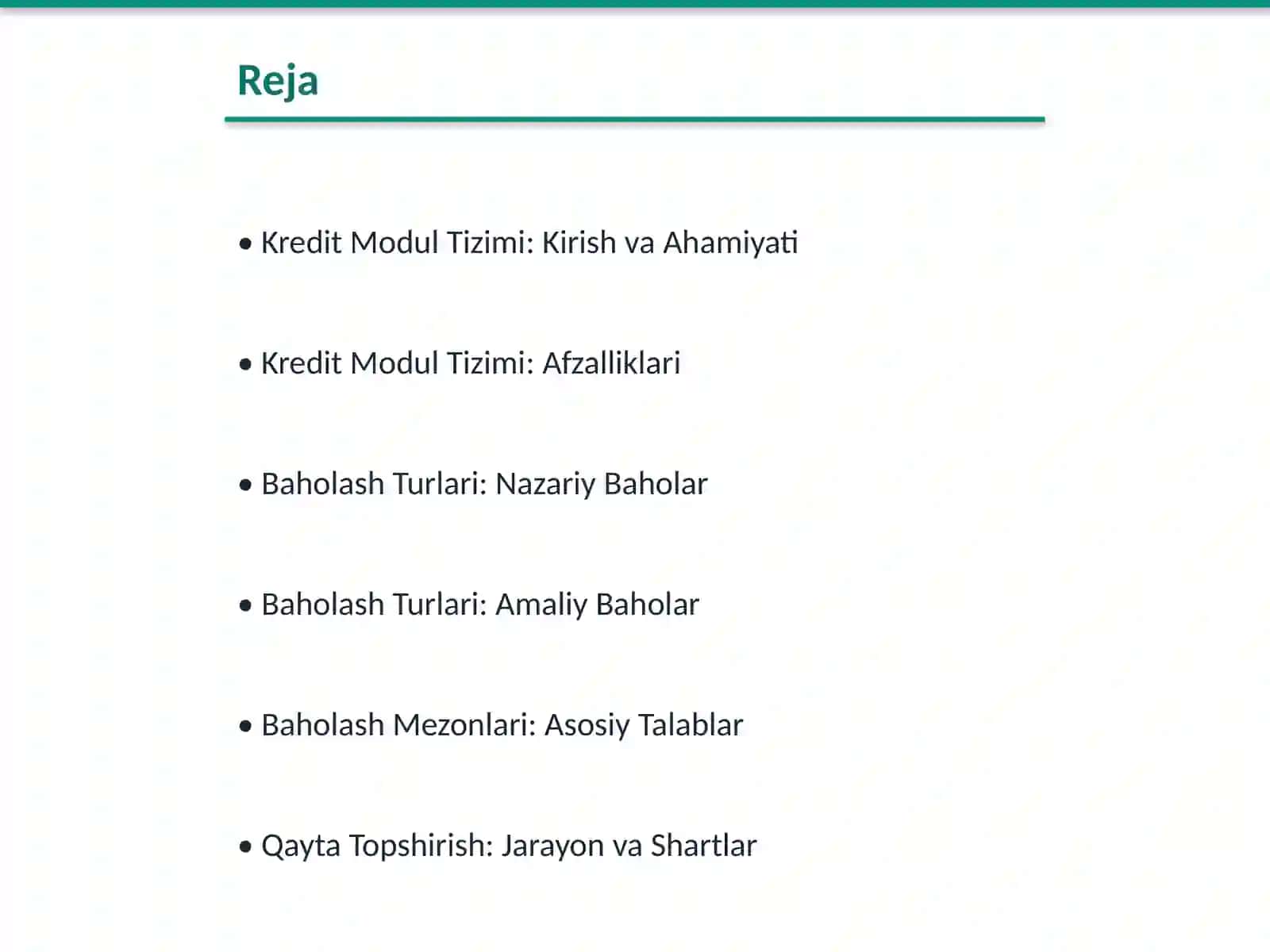 Kredit Modul Tizimi: Tushuncha va Amaliyot 2