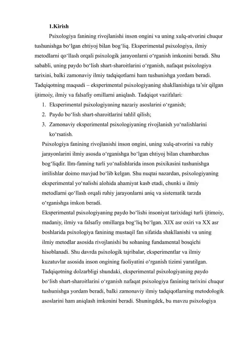 EKSPERIMENTAL PSIXOLOGIYANING PAYDO BO‘LISHI SHART-SHAROITLARI 2