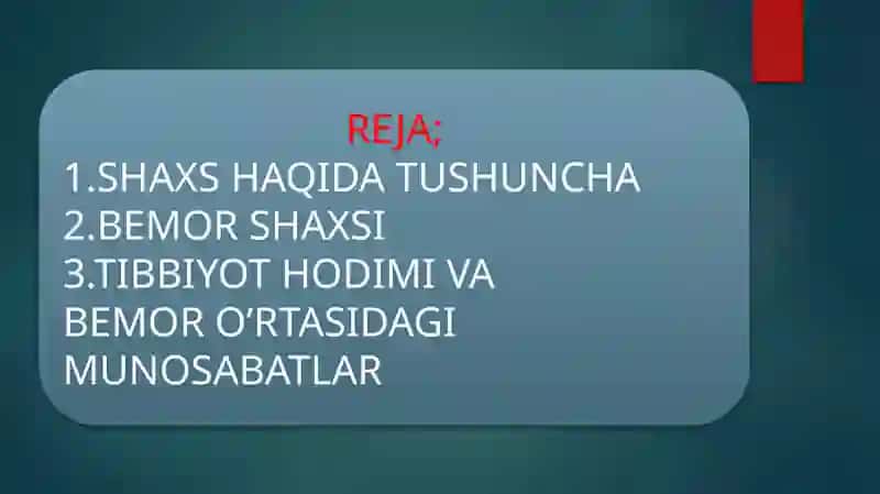 Bemor va tibbiyot hodimi munosabatlari 2