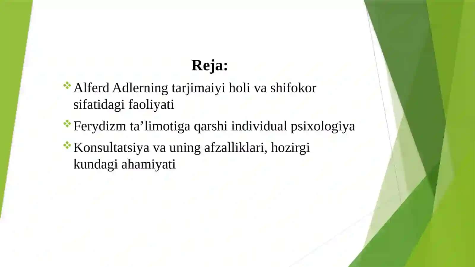 Alferd Adlerning guruhiy konsultatsiyasi 2