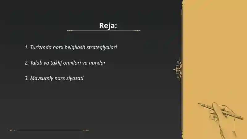 Turizmda narx belgilash strategiyalari 2