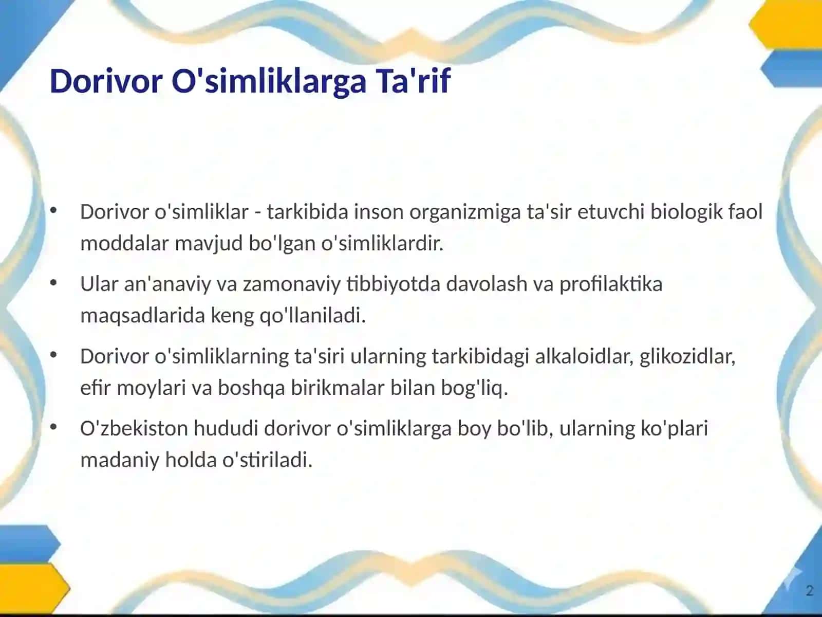 Dorivor O'simliklarga Ta'rif 2