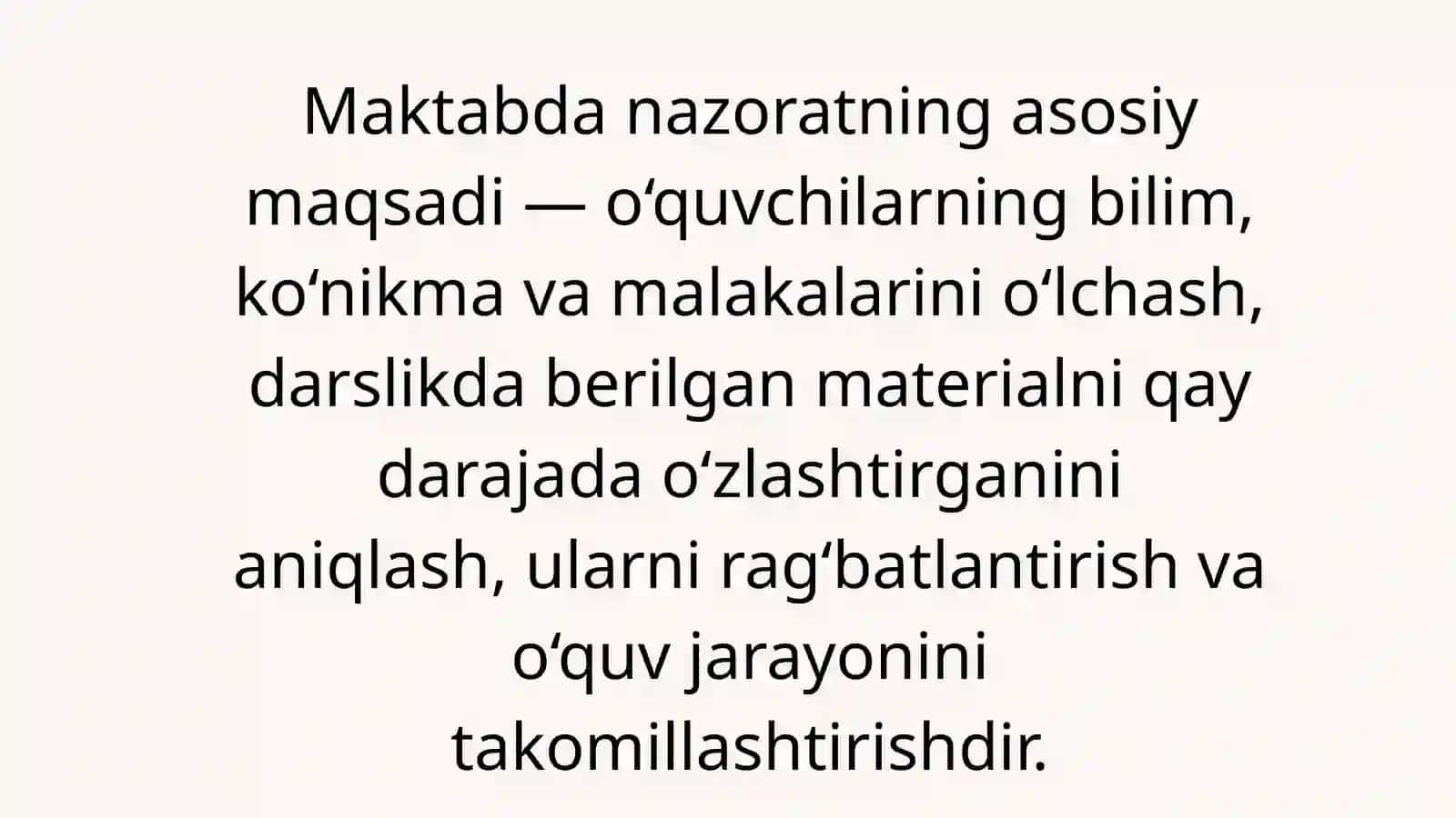 Nazorat turlari va nazorat topshiriqlarini ishlab chiqish qoidalari 2