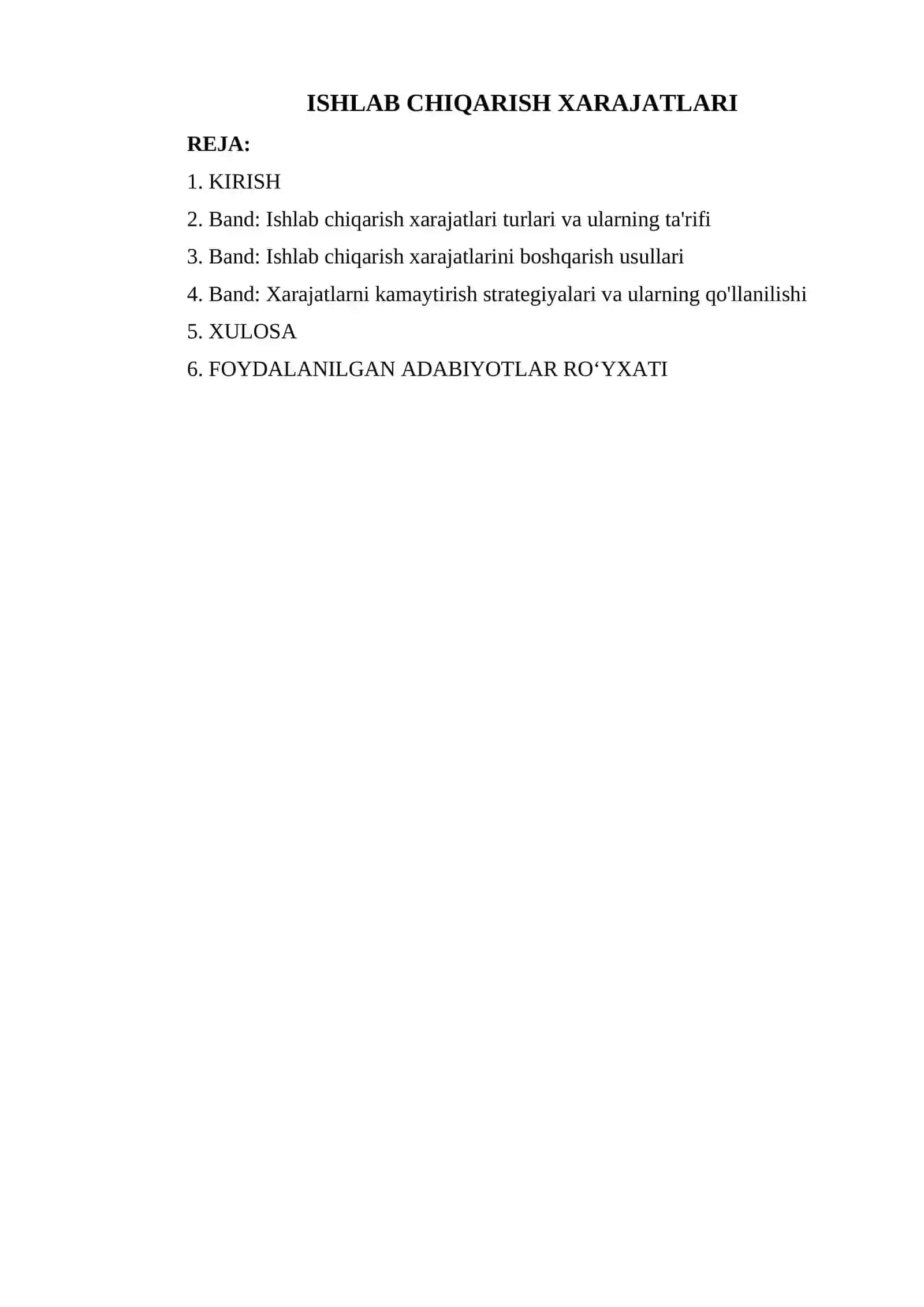 ISHLAB CHIQARISH XARAJATLARI 2