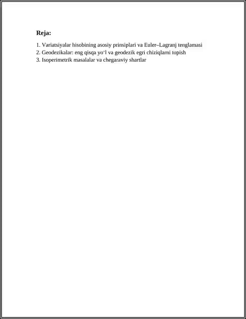 Variatsiyalar hisobining asosiy prinsiplari 2