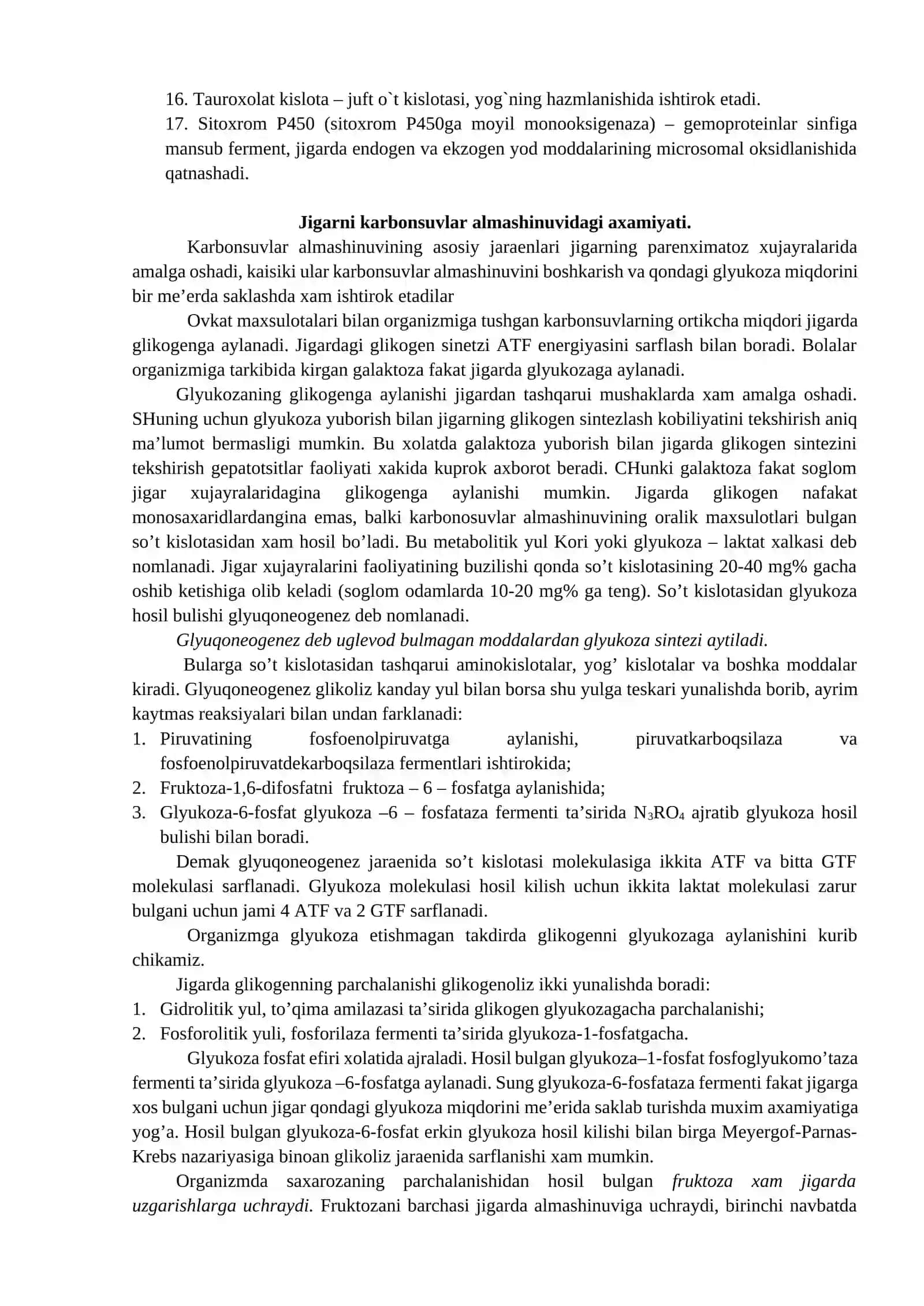 Jigar biokimyosi (davomi) 2
