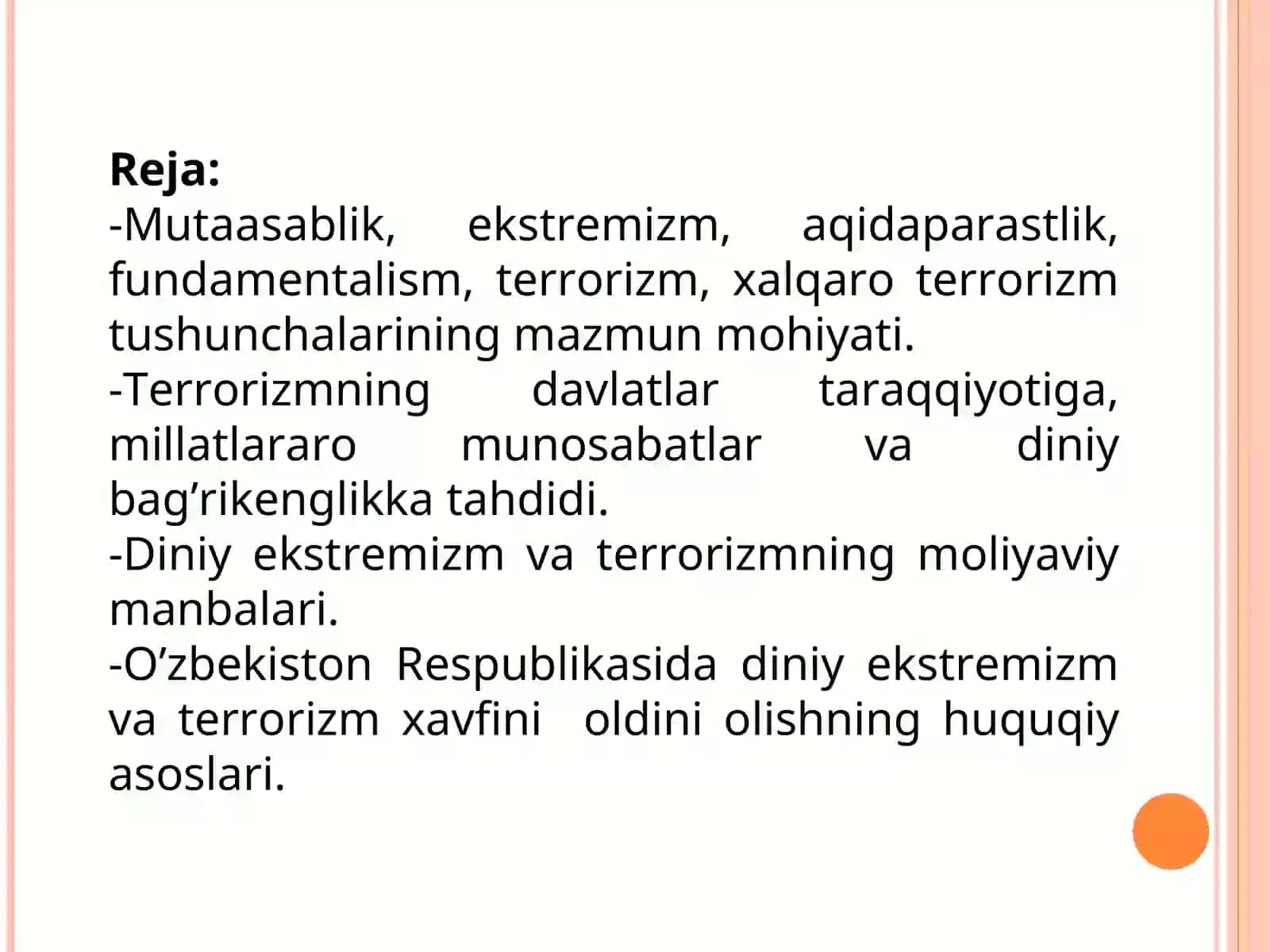 Diniy ekstremizm va terrorizmning oldini olish 2