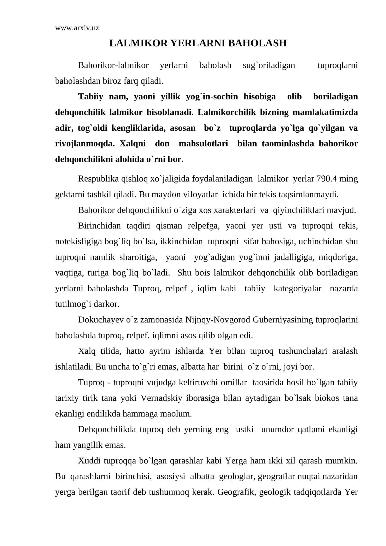 Bahorikor-lalmikor yerlarni baholash 2
