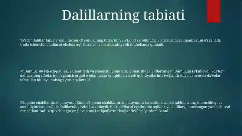 Dalillash Va Ishonch Etiqodning Shakllanish Jarayoni 2