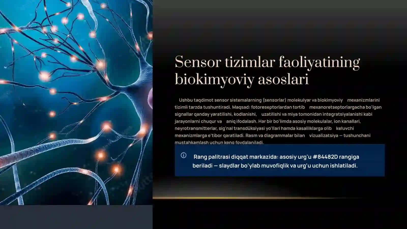 Sensor tizimlar faoliyatining biokimyoviy asoslari. 2