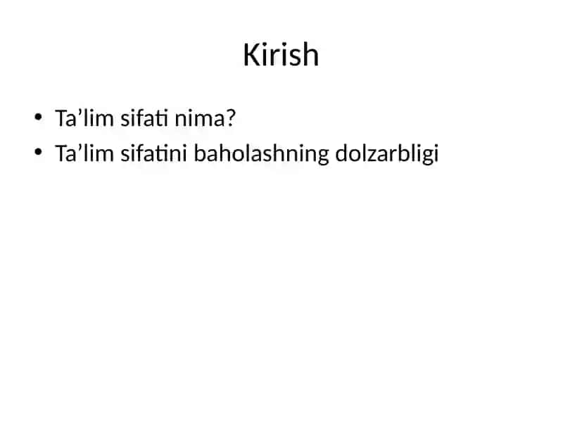 Ta’lim sifati va samaradorligi 2