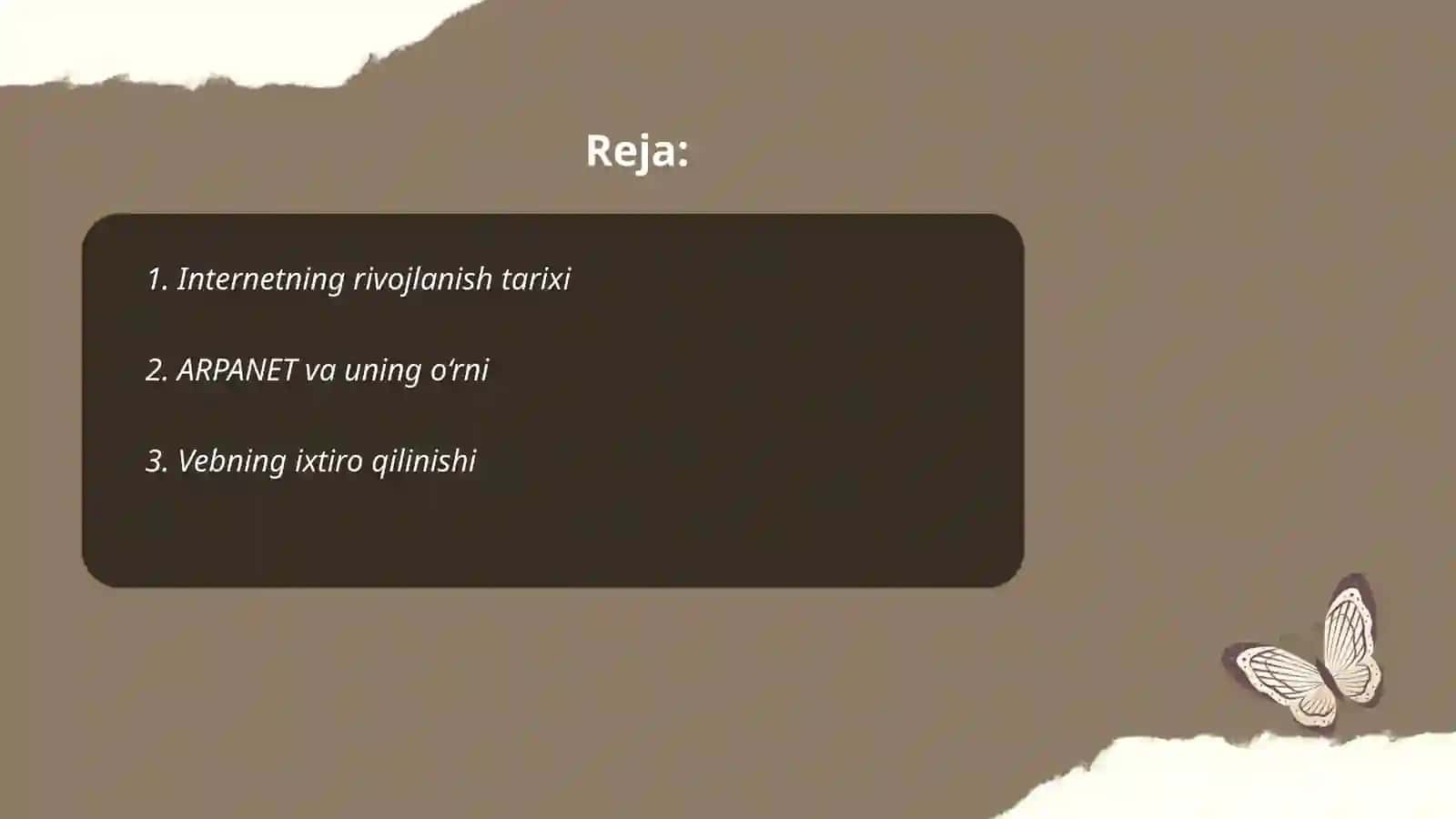 Internetning zamonaviy xizmatlari.Internetning rivojlanish tarixi 2