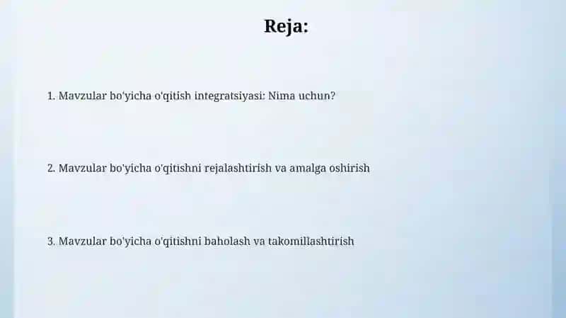 Ta’limberishnimavzularbo'yichaintegratsiyalash 2