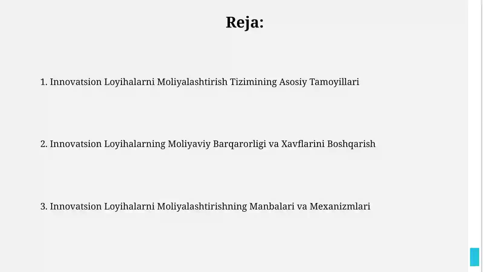 Innovatsion loyihalarni moliyalashtirish tizimi 2